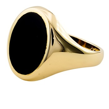 9ct Gold Onyx Signet Ring size P